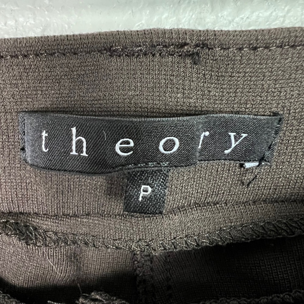 Theory A-Line Pull-On Pant Double Knit Jersey Dark Brown Slim Leg Size P XS - Picture 4 of 10